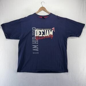 Vintage Def Jam University Shirt Men's 2XL Blue Graphic Hip Hop Oversized y2k
